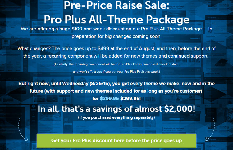 StudioPress Pre-Price Raise Sale
